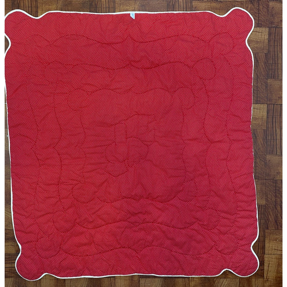 Saks Fifth Avenue Baby Boutique Vintage Train Blanket Blue Red & White Polka Dot - Picture 4 of 11